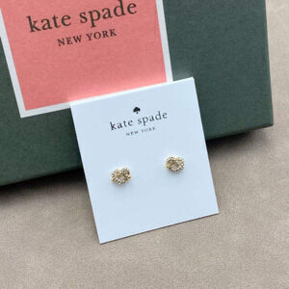 kate spade Full Diamond Knot Heart Petite Stud Earrings